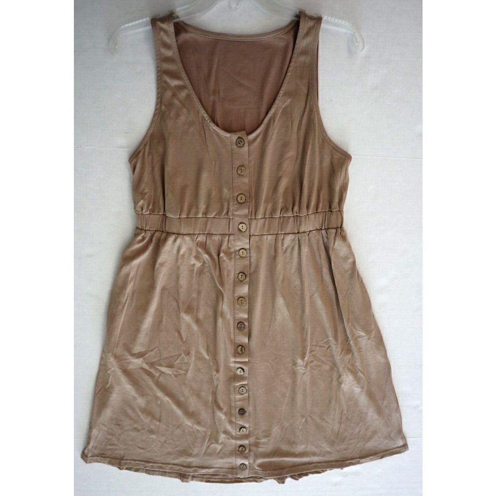 Blencot YL5W2211257 Women's Sz Large Khaki Sleeveless Button Down Casual Dress - Picture 7 of 9